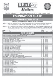 Reading Matters Price List and Order Form