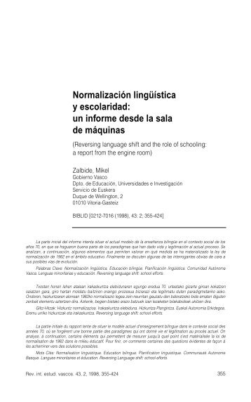 Normalización lingüística y escolaridad: un informe desde la sala de ...