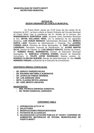 1 MUNICIPALIDAD DE PUERTO MONTT SECRETARIA ...