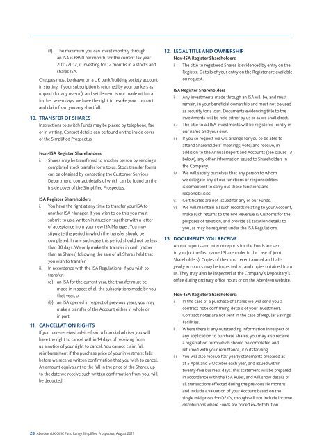 Aberdeen UK OEIC Fund Range - Alliance Trust