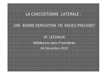 Caecostomie latÃ©rale - MÃ©decins Sans FrontiÃ¨res