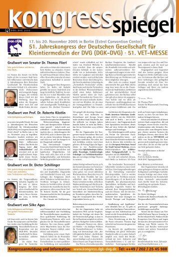 51. Jahreskongress der Deutschen Gesellschaft für Kleintiermedizin ...