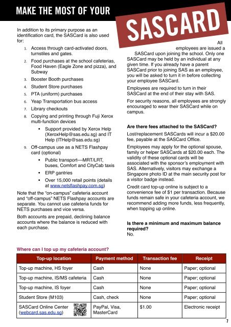 Facilities Handbook - Singapore American School