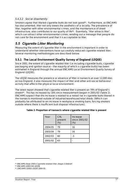 What is the Situation with Cigarette Related Litter ... - Keep Britain Tidy