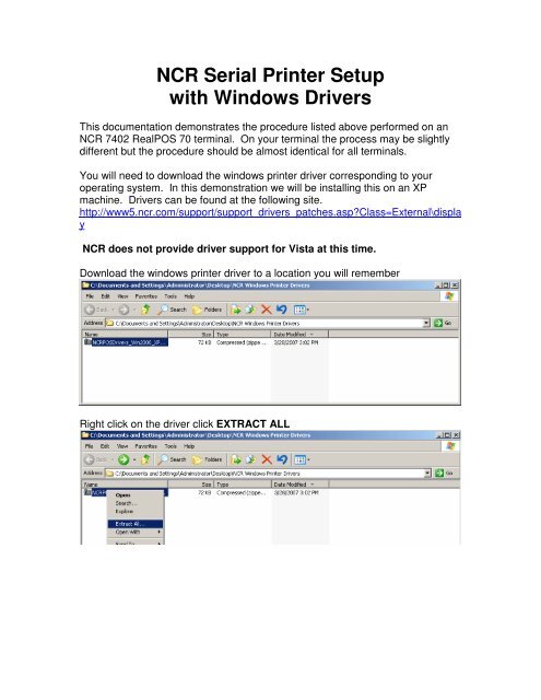 NCR Serial Printer Setup with Windows Drivers