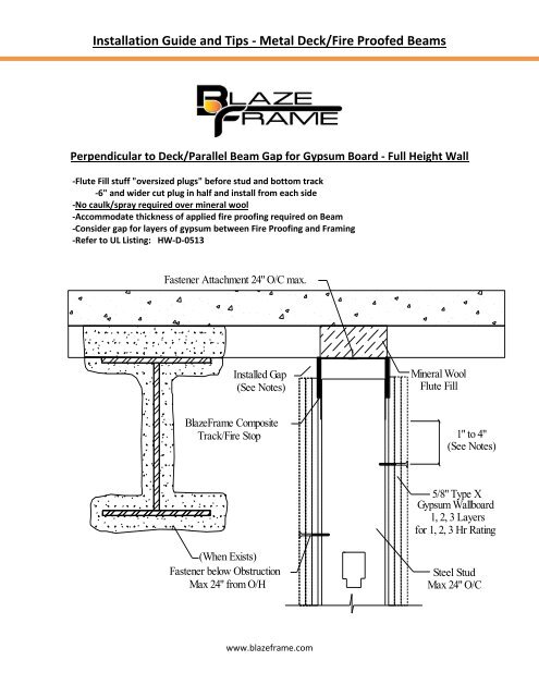 Installation Guide and Tips - Metal Deck/Fire Proofed ... - BlazeFrame