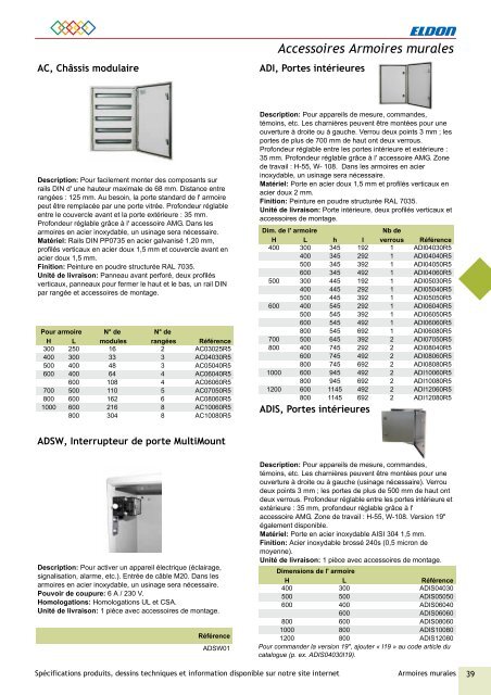 Catalogue général - Eldon