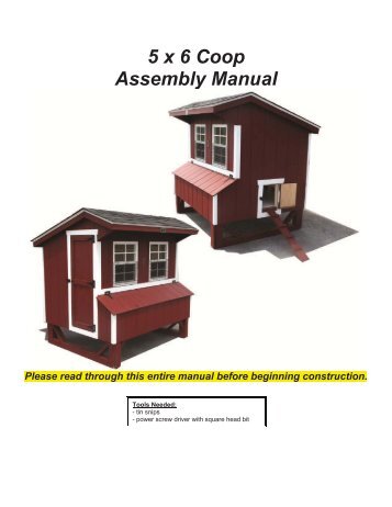 5 x 6 Coop Assembly Manual - Chicken Coops