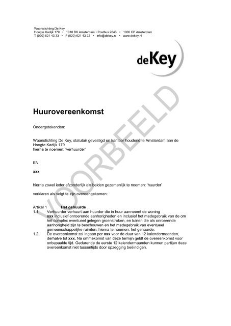 Overname huurcontract voorbeeld