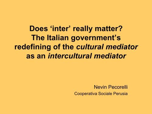 Does 'inter' really matter? The Italian government's ... - e-SPICES