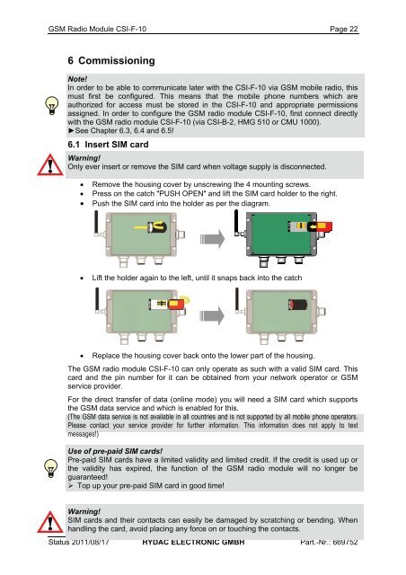 CSI-F-10 User manual - Hydac