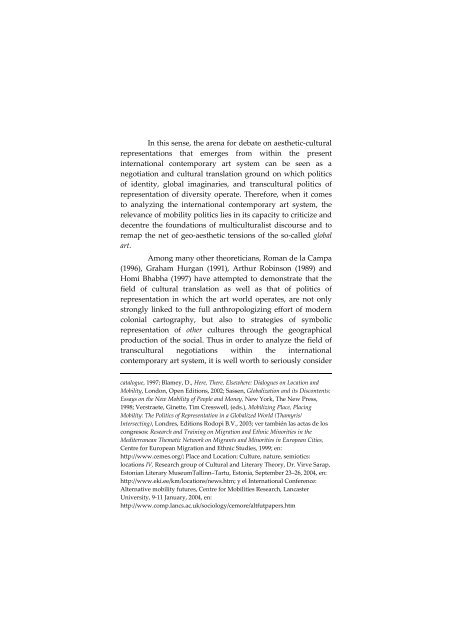 Global Art And Politics Of Mobility: (Trans)Cultural Shifts in the ...