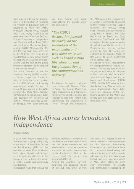 Twenty years after the Windhoek Declaration on press freedom