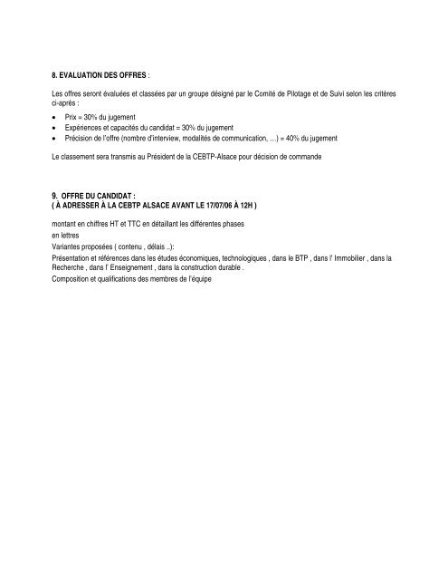 Cahier des charges - Cellule Ãconomique du BÃ¢timent et des ...