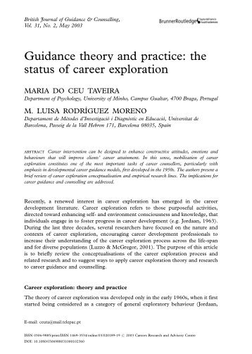 Guidance theory and practice: the status of career exploration