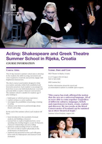 Acting: Shakespeare and Greek Theatre Summer School in Rijeka ...