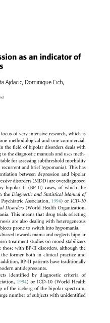 Bipolar Disorders: Mixed States, Rapid-Cycling, and Atypical Forms