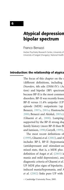 Bipolar Disorders: Mixed States, Rapid-Cycling, and Atypical Forms