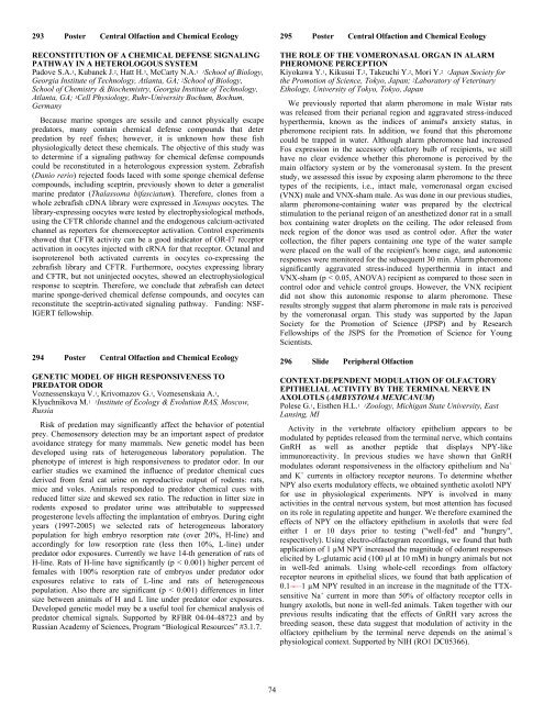 1 1 Symposium Chemosensory Receptors Satellite DEVELOPMENT ...