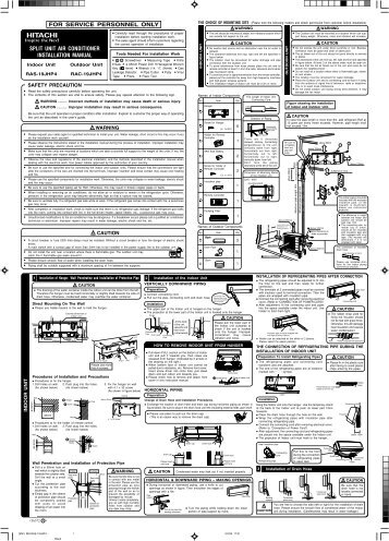 ( ) split unit air conditioner installation manual for service personnel ...