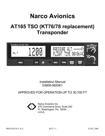 Narco Avionics - AeroElectric Connection