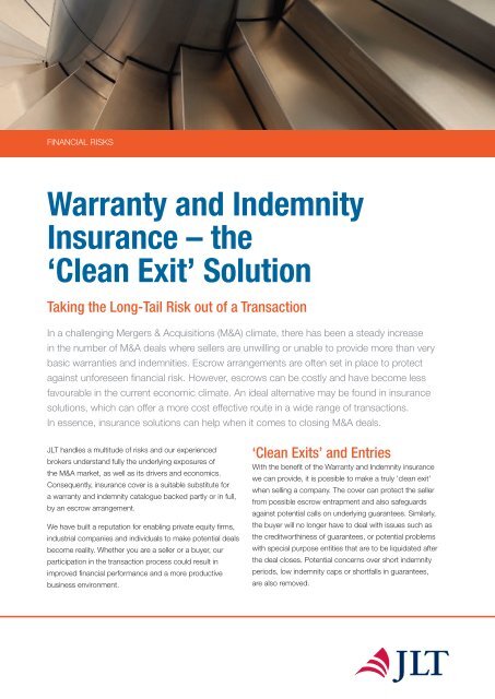 Warranty and Indemnity Insurance â the 'Clean Exit' Solution - JLT