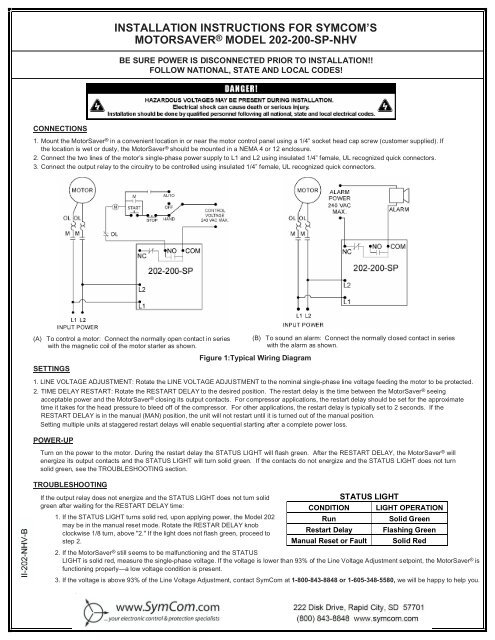 installation instructions for symcom's motorsaverÂ® model 202-200 ...