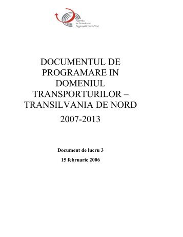 Document de programare transporturi - ADR Nord-Vest