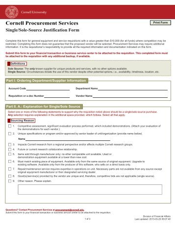 Single/Sole-Source Justification Form - DFA