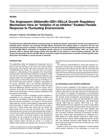 The Angiosperm Gibberellin-GID1-DELLA Growth ... - The Plant Cell