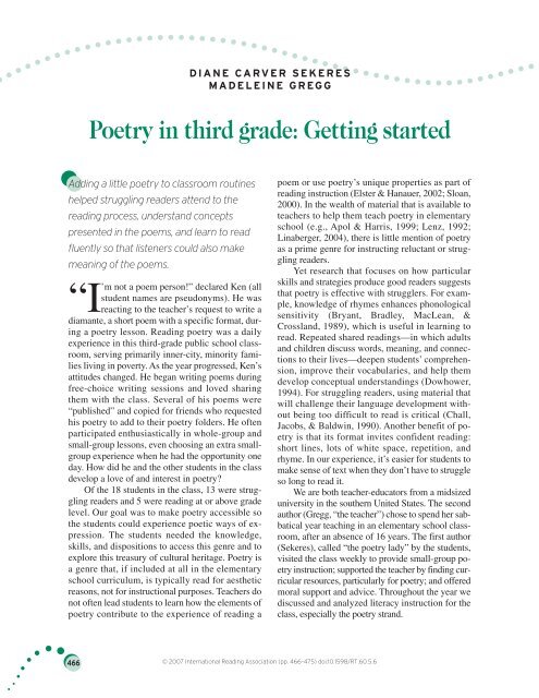 Poetry in third grade: Getting started