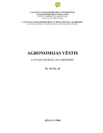 AGRONOMIJAS VÄSTIS - Latvijas LauksaimniecÄ«bas universitÄte