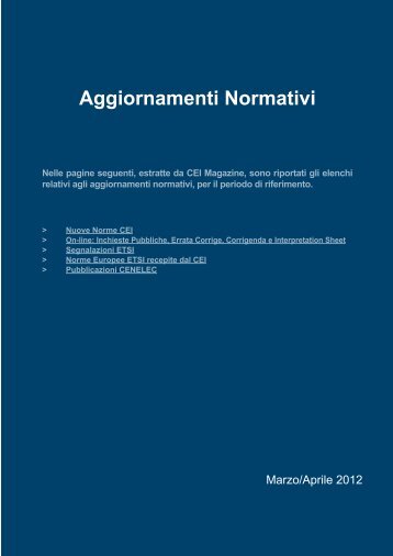 Aggiornamenti Normativi - CEI