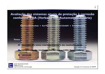 AvaliaÃ§Ã£o dos sistemas atuais de proteÃ§Ã£o Ã  corrosÃ£o conforme VDA