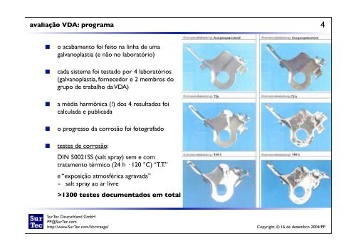 AvaliaÃ§Ã£o dos sistemas atuais de proteÃ§Ã£o Ã  corrosÃ£o conforme VDA