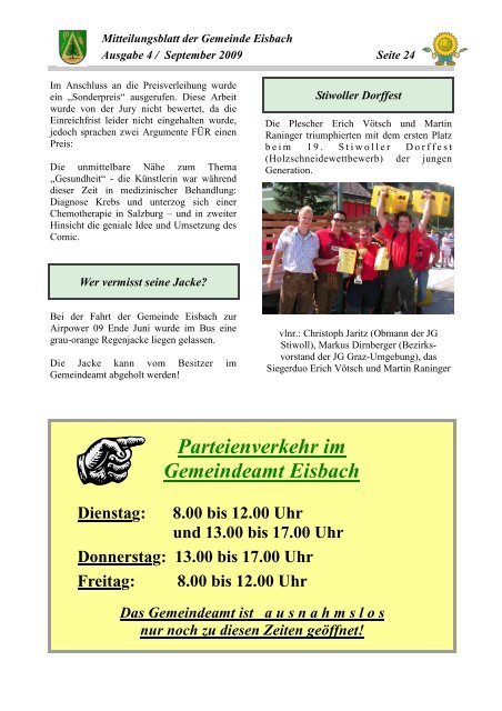 Mitteilungsblatt Ausgabe 4 - September 2009 - Gemeinde Eisbach