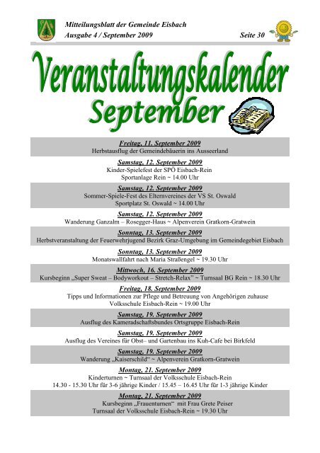 Mitteilungsblatt Ausgabe 4 - September 2009 - Gemeinde Eisbach