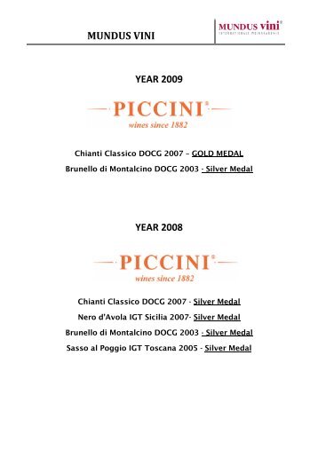 mundus vini year 2009 - Piccini