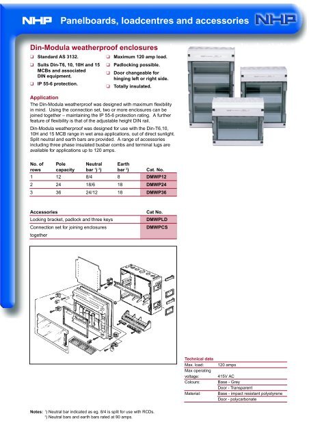 Nhp Racks Panelboards, loadcentres and accessories - NHP
