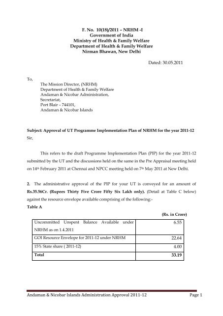 Andaman & Nicobar Islands Administration Approval 2011-12 Page ...