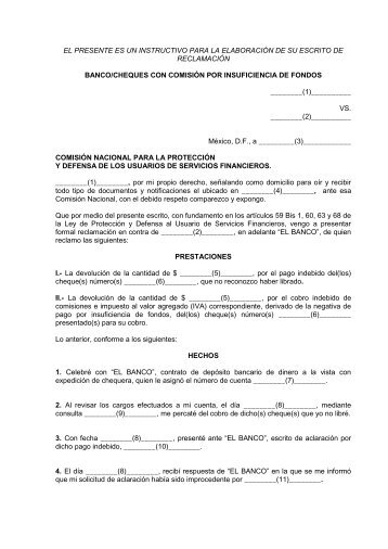 Cheques comisiÃ³n por insuficiencia de fondos sin pago ... - Condusef