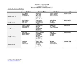 Saint Paul Catholic Church Damascus, Maryland Ministry Schedule ...