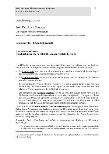 Ulrich Naumann: Bibliotheksbau und - Universitätsbibliothek der ...