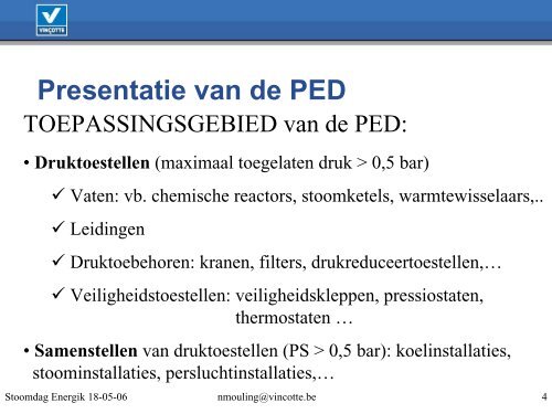 Presentatie van de PED - ENERGIK