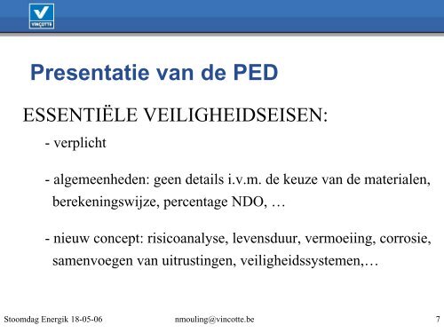 Presentatie van de PED - ENERGIK