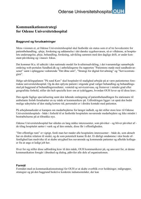 Kommunikationsstrategi for Odense Universitetshospital ...