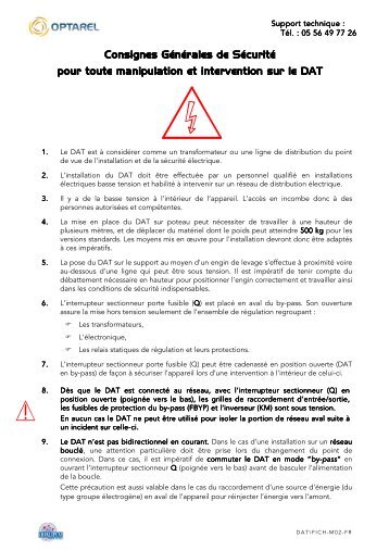 Fiche Consigne de securite DAT FICH-M03-FR - OVH.net