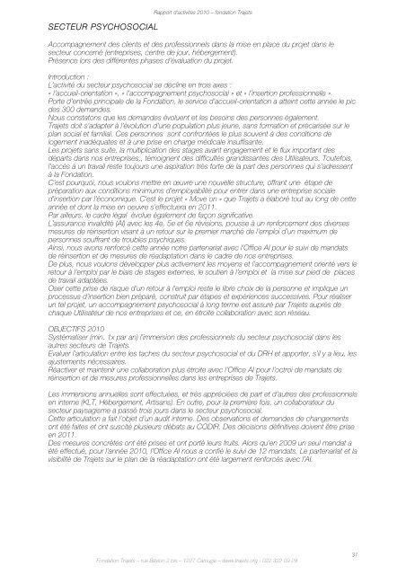 RAPPORT D'ACTIVITÉS - 2010