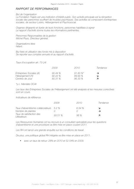 RAPPORT D'ACTIVITÉS - 2010