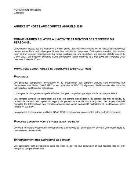 RAPPORT D'ACTIVITÉS - 2010